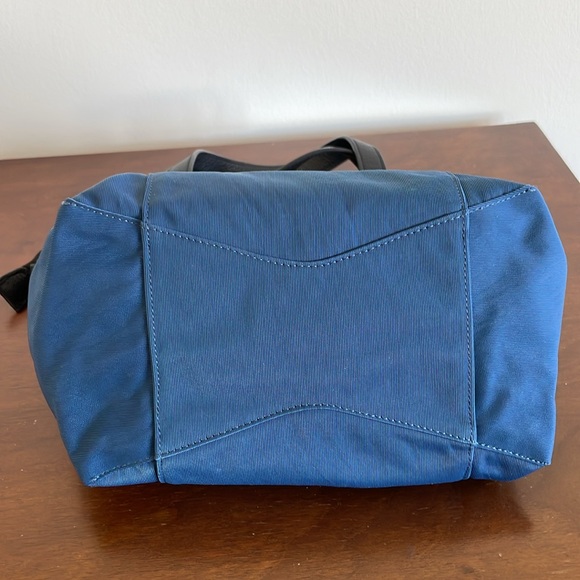 CHRISTOPHER KON Royal Blue Nylon and Black Leather Trimmed Zippered Satchel. - Picture 8 of 12